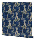 Little Rococo PVC Free Wallpaper Featuring Heavy Duty Poly Blend With Smooth Linen Texture For Kitchens Bathrooms And Mudrooms in a mermaid pattern.