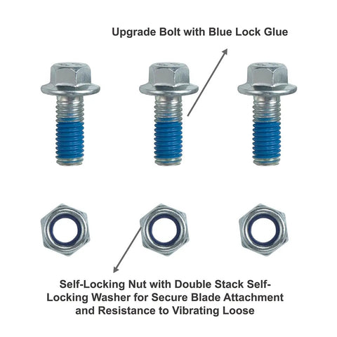 Upgrade bolts and self-locking nuts with washers for Beefy 4 Inch Wide Heavy Duty SDS Plus Floor Scraper.