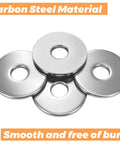 400 Piece Zinc Plated Carbon Steel Flat Washers 8mm ID x 30mm OD x 2mm Thick Fender Washers displaying smooth surfaces