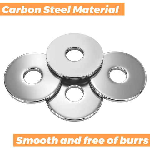 400 Piece Zinc Plated Carbon Steel Flat Washers 8mm ID x 30mm OD x 2mm Thick Fender Washers displaying smooth surfaces