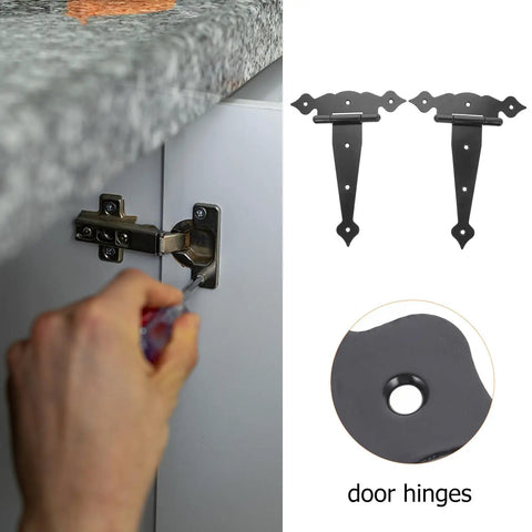 T Shaped Iron Door Hinges 8 Inch Black Painted Built To Last Heavy Duty Gate Hinges Replacement For Home Doors Two Pieces
