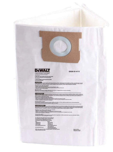 3 Pack Fine Dust Bags For 6 To 10 Gallon Wet Dry Vacuums With Two And A Half Inch Port Compatible With DXV06P DXV09P DXV09PA