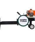 Heavy Duty Yard Beast 7 Ton Gas Log Splitter With Double Flywheel Auto Return Portable 63cc Engine side view with 20 inch capacity.