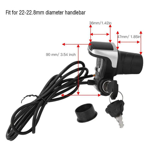 36V Twist Throttle With LCD Power Display For Ebike E Scooter And E Motorcycle Handlebar Controller Fits 22 To 22.8mm Bars Includes Key Lock And 1.6m Cable For Real Time Battery Readout And Safer Rides