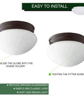 Installation guide for 10 Inch White Classic Globe Glass Shade Dome For Pendant Lights And Ceiling Fans Replacement Mushroom Shade shown.