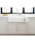 Kitchen cabinetry featuring 5 Pack 5 Inch Center To Center Champagne Bronze Cabinet Pulls With Matching Backplates and Base Plates