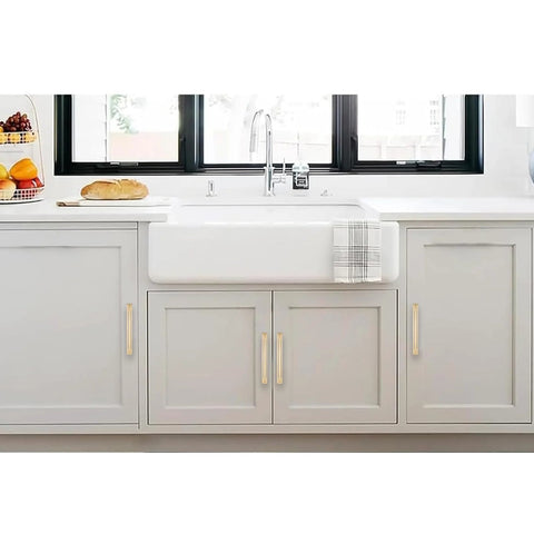 Kitchen cabinetry featuring 5 Pack 5 Inch Center To Center Champagne Bronze Cabinet Pulls With Matching Backplates and Base Plates