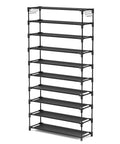 Big Capacity 10 Tier Shoe Rack Organizer Holds Up To 40 Pairs Of Shoes, Tall Metal Wide Storage With Two Hooks, Space Saving Design To Slash Clutter In Closet Entryway And Bedroom, Sturdy Black