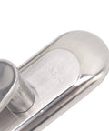 Close-up of stainless steel door entry handle set with SS304 engraved, part of keyed lever cylinder lock kit for interior doors.