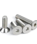 Flat Head Socket Cap Screws Set DIN7991 M1.6x3mm 304 Stainless Steel Machine Screws Allen Hex Drive Countersunk, multiple views