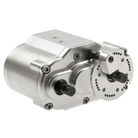 Rugged RC Transmission Gearbox For D90 And Axial SCX10 One Tenth Crawler Metal 2 Speed Transfer Case Upgrade Part silver housing