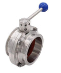 Beefed Up Heavy Duty Sanitary Butterfly Valve With Pull Handle 304 Stainless Steel Four Inch Tube OD Tri Clamp Clover