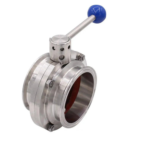 Beefed Up Heavy Duty Sanitary Butterfly Valve With Pull Handle 304 Stainless Steel Four Inch Tube OD Tri Clamp Clover