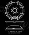 Technical drawing of Porcelain Drip Pan Replacement Set For Whirlpool Amana Maytag W10288051 dimensions shown.