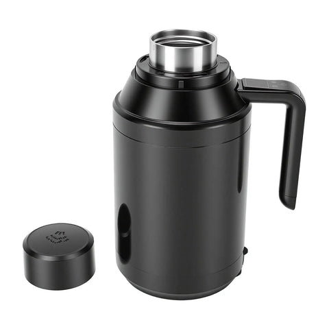 Road Warrior 12v Car Kettle, 1300ml black stainless steel water boiler for easy sipping during commutes and trips.