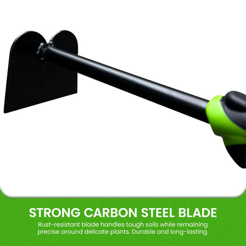 Heavy Duty Hand Hoe Tiller Cultivator Tool With Carbon Steel For Ultimate Strength Rust Resistant Ergonomic Handle on white background