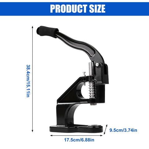 Grab And Go No Fuss All In One Manual Rivet Press Kit For Leather And Fabric Snap Riveter Tool with handle and dimensions