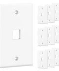 Ten Slick Low Profile Keystone Wall Plates For Home Theater And Office Networking Super Easy Click Fit Mount with RJ45 slot.