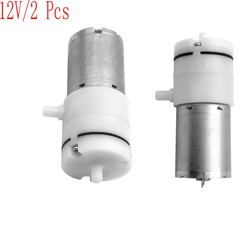 Compact 12V DC Air Pump Booster With Silent High Flow Mini Design For Medical Equipment, Aquariums, Water Dispensers, Coffee Machines, And More, Pack Of 2 - image of two pumps with metal and plastic bodies