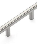 European Bar Style Cabinet Pull 5-3/4 Inch Satin Nickel, Sleek Easy-Grip Steel Handles on white background