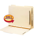 Self-Adhesive Folder Divider with 1-Inch Twin Prong Fastener for Letter-Size Manila Folders, 25 Per Pack, shown with flap open