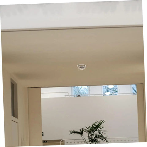 Premium Stainless Steel Fire Sprinkler Head Deflector mounted on a ceiling in a modern space, offering protection from damage.