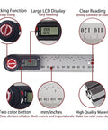 Seven Inch Stainless Steel Digital Angle Finder Delivers Killer Precision Within Point Three Degrees For Woodworking And Construction High contrast display features.