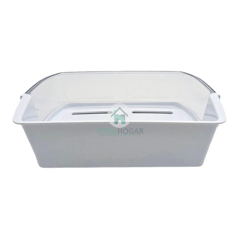 Genuine OEM Door Shelf Bin Replacement For Refrigerators With Clear Front Panel showing white fridge bin design