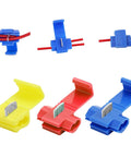 Assorted insulated quick-splice wire connectors in blue, red, and yellow for 22-10 AWG wires, 150 pcs