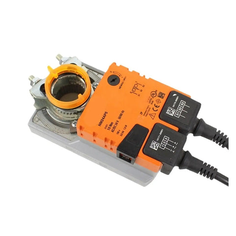 Rock Solid 24V Damper Actuator With Built Tough Feedback Potentiometer showcasing rotary control and duct mounting features.