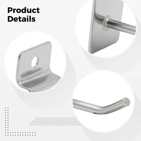 Close-up details of Eight Pack Slatwall Hooks Set, Thick Steel Wall Hangers 1.4 Inch Long focus on sleek silver finish