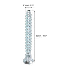 Heavy Duty Furniture Confirmat Screws 6.3x50mm Hex Socket Wood Screws Zinc Plated Pack Of 100 showing dimensions