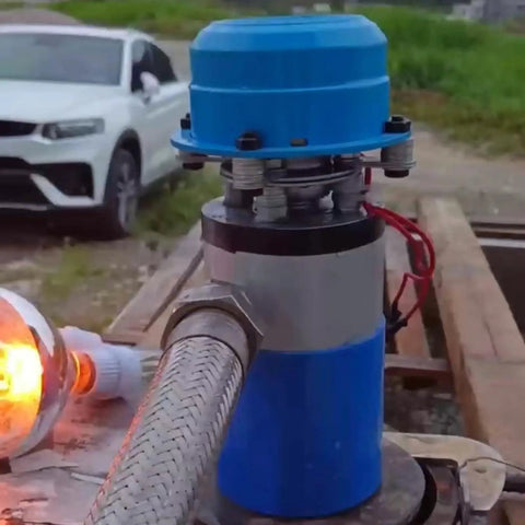 Image of a Go To Portable Small Hydro Turbine Generator For Home And Outdoor River Use 1000W 110V 220V with metal hose attachment.