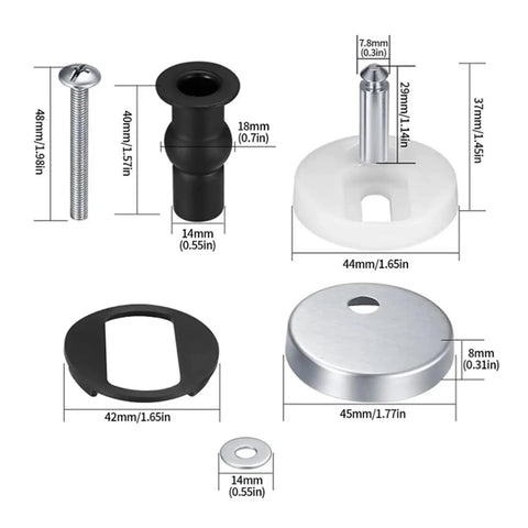 Two Pack Toilet Seat Hinge Kit With Top Fix Hinges Pack Mountings Replacement Release Quick Screws for standard toilet seats