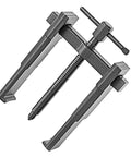 Best 2 Jaw Bearing Puller Kit With Low Profile Design Fits Tight Gaps To Scoop Bad Bearings Out Fast Safely For Home Garage Builds Or Pro Shop Jobs Using Heavy Duty Steel Build For Reliable Work When Fixing Vehicles Everywhere You Hit The Road. 2 jaw steel bearing puller tool, low-profile front view