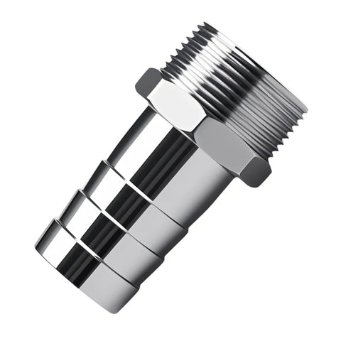 Two Pack Stainless Steel 1-1/4 Inch NPT Male Hose Barb Fittings Connectors For Water Air And Gas Lines, Barbed 1-1/4 Inch To NPT Male