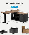 Dimensions of L Shaped Standing Desk With Electric Height Adjustment And Drawers 55 Inch By 23.6 Inch Walnut One Piece Desk Surface