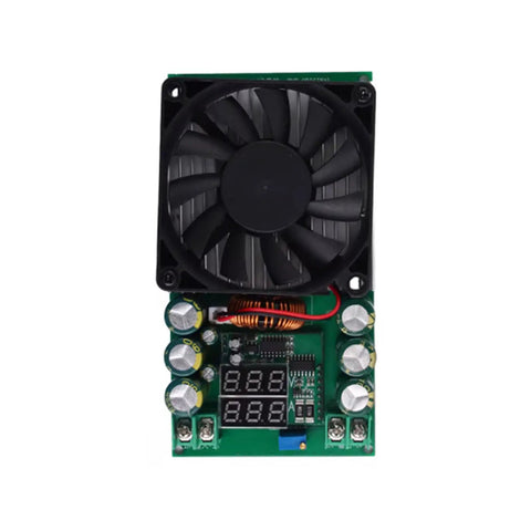 600W Step Down Voltage Regulator Module With Built In Cooling Fan For Industrial And Electronics Projects Handy Adjustable Output Rock Solid Overcurrent And Overtemperature Protection Short Circuit Safeguards Stable Efficient Power Supply Board, front view