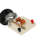 Magnetic Electromagnet Demonstration Kit For Physics Class With Vertical Bell Mechanism And Base showing copper coils and connectors