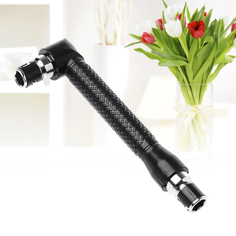 Double Ended Socket Wrench And Hex Driver Adapter Quarter Inch L Shaped Handle with cushioned grip, designed for difficult fasteners.