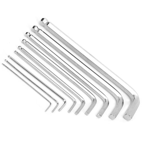 Heavy Duty Hex Key Set With Nine Durable Chrome Vanadium Wrenches Perfect For DIY Repairs And Home Workshop Jobs In All Sizes From Small To Large, 9-piece set