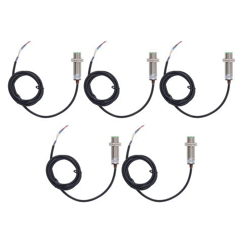 Inductive Proximity Switch Kit With 10mm Sensing Distance 2 Wire Normally Open IP65 Proximity Sensor For AC DC 0 To 250V 150Hz 400mA Output Rock Solid ABS And Aluminum Alloy Housing Easy Mount, 5-pack sensors