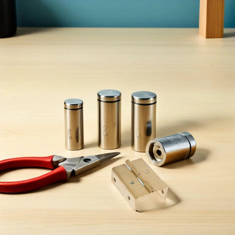 Heavy Duty Metal Cabinet Hinges for Corner Cabinets with 180 Degree Opening displayed on table with pliers