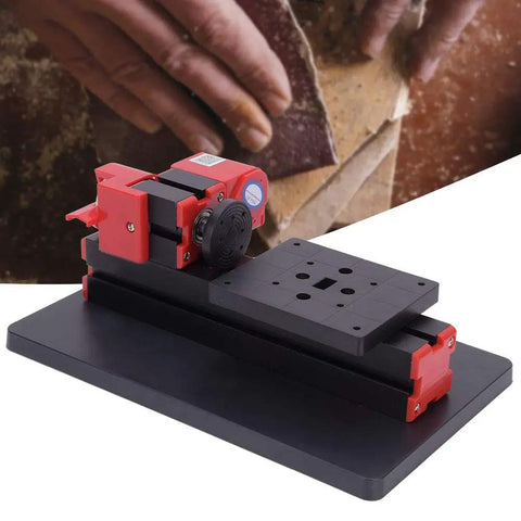 Fesjoy Mini Sanding Lathe Polishing Tool 24W Woodworking Machine for Metal Plastic And DIY Crafts High Speed 20000Rpm on a black base.