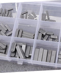140 Piece Square Parallel Bond Kit Flat Head Machine Keys Connective Pins Solid Steel Build For Tight Workpiece Connections Good For DIY Shelves Electrical Appliances Pro Workshop Assembly This Heavy Duty Key Set Is A Game Changer For Repairs. steel keys in plastic organizer tray