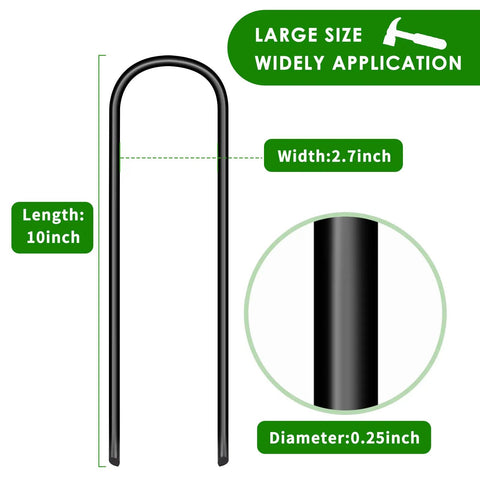 Heavy Duty U Shaped Trampoline Anchors 8 Pack Ground Stakes For Windy Yards And Outdoor Setups, 10 inch length and 0.25 inch diameter