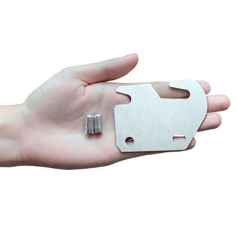 Heavy Duty Bed Rail Hooks For Wooden Bed Frame Brackets and Steel Hardware Plates in hand, showing size and details.