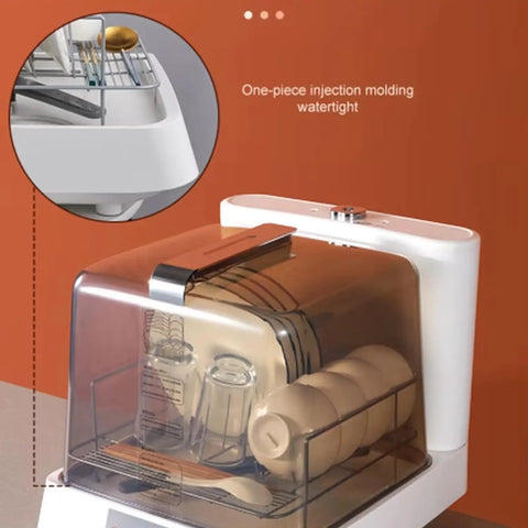 Portable Countertop Dishwasher With Four Wash Cycles And A Slick Bottom Spray Arm cradles dishes with clear watertight design.