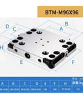 Boss Level Heavy Duty Five Axis Self Centering Vise With Knockout Clamping Grip Pro Shop Machining Fixture For Workbench And Precision Diy Builder Projects, detailed dimensions and design illustration.