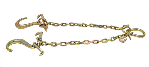 G70 V Chain Bridle With Eight Inch Medium J Hooks T Hook And J Hook Grab Hooks Pear Link Top Fittings Two Foot Legs
